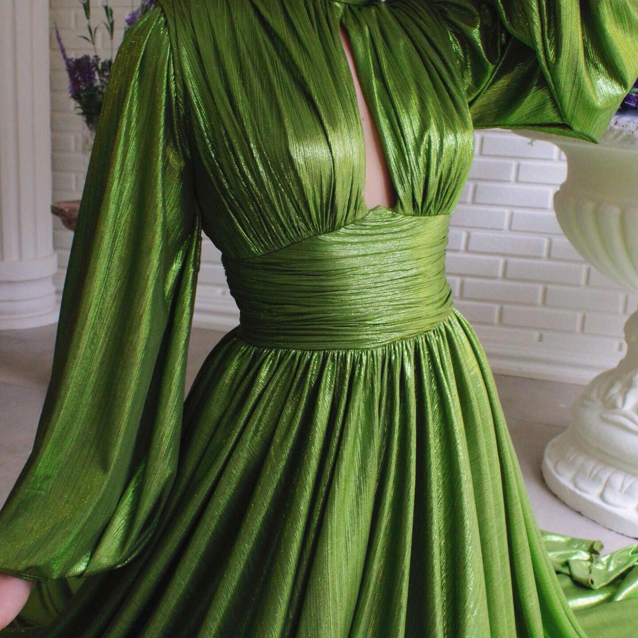 2024 cross-border spring and summer popular color tight waist halter large swing sexy avocado green dress color long dress for women
