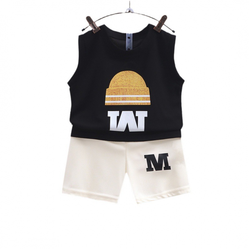 Summer new children's vest suit boys sleeveless top shorts Korean baby thin two-piece children's clothing wholesale