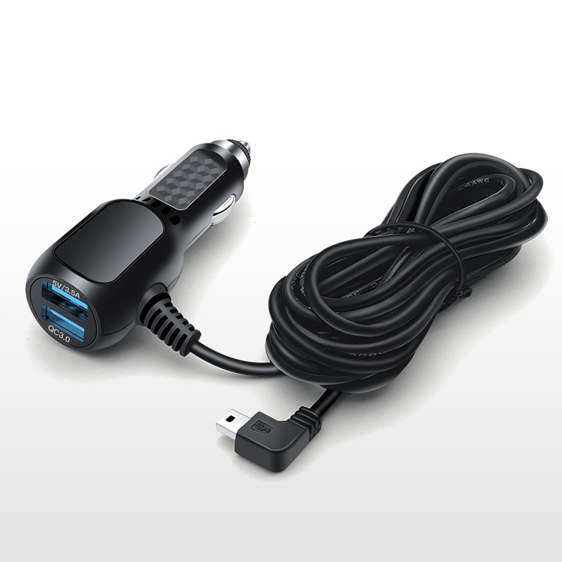Driving recorder power cord usb car charger cigarette lighter qc3.0 charging cable step-down line car charger fast charging