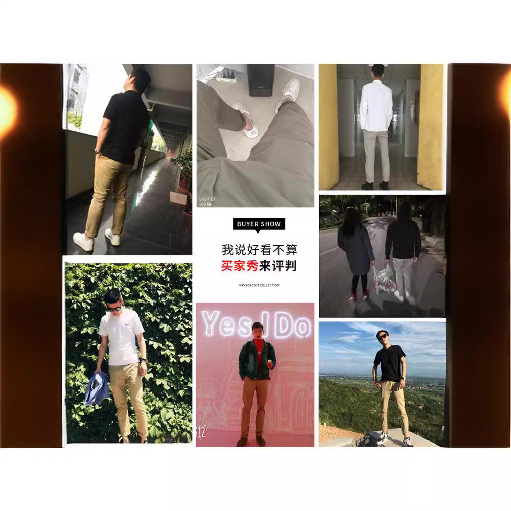 Hanska Pure Cotton Casual Pants Men's 2024 Summer Thin Men's All-match Loose Straight Tooling Long Trendy Pants for Men