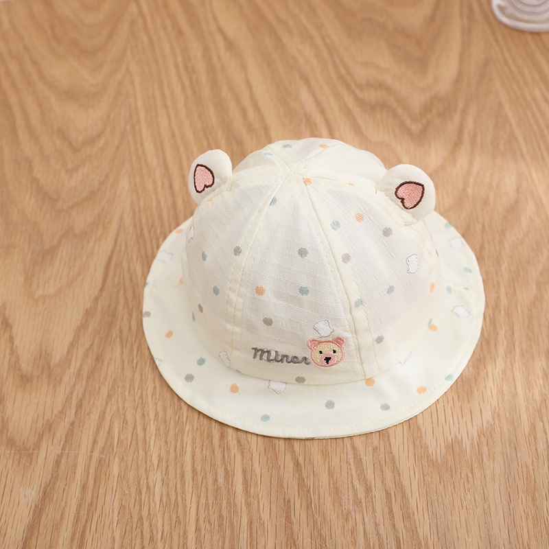 Dot Bear Baby Sunscreen Hat Summer Baby Hat Cartoon Children's Hat 3-12 Months Baby Fisherman Hat