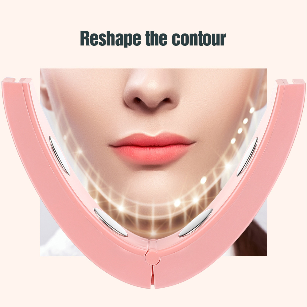 Cross-border micro-current face-slimming instrument EMS lifting and tightening V-face beauty instrument double chin face-slimming hot compress remote control massage instrument