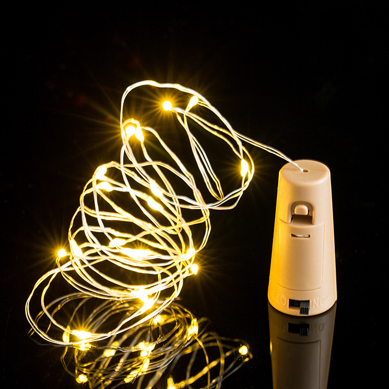 Cross-Border best selling button cell red wine bottle stopper light string Christmas holiday decorative lights copper wire lights led copper wire lights