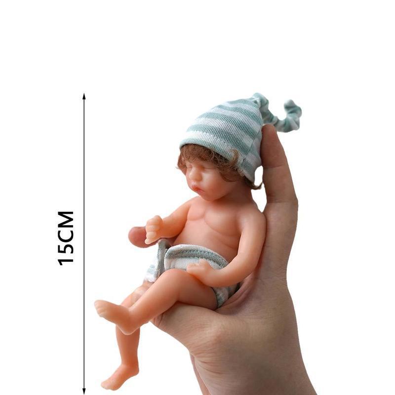 New 15cm Miniature Girl Doll Washable Root Curly Hair Smiley Vivid Caucasian Reborn Baby Girl