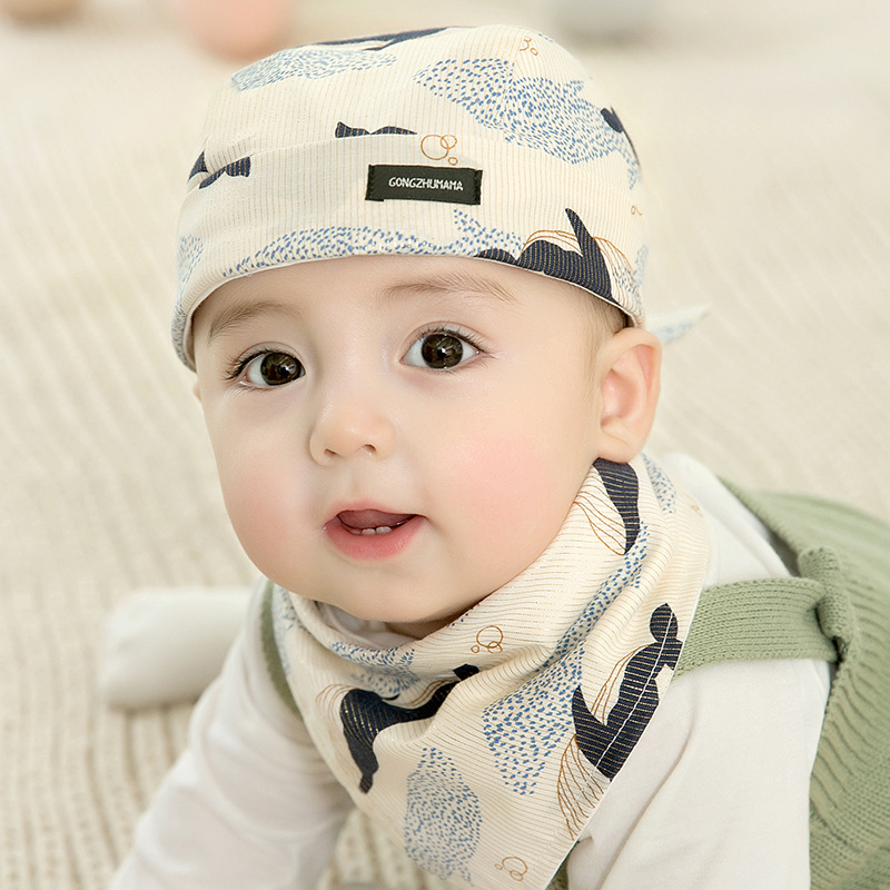 Baby Hat Spring and Autumn Thin Baby Boy and Baby Girl Pure Cotton Autumn and Winter Pirate Hat Newborn Headscarf Fetal Hat Cute