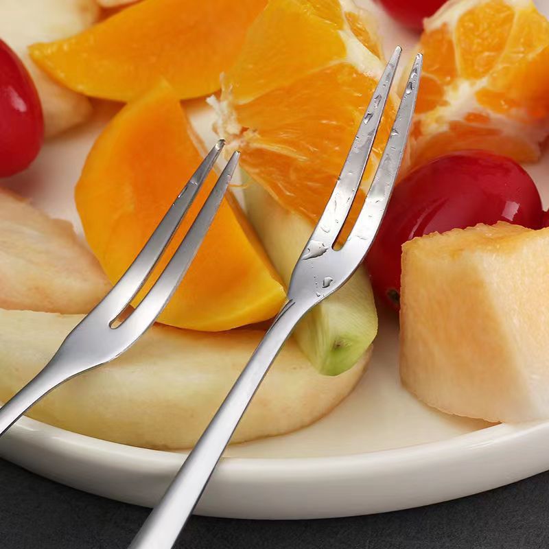 304 Stainless Steel Fork Household Fruit Fork Mooncake Fork Dessert Cake Fork Convenient Creative Fruit Stick Tableware