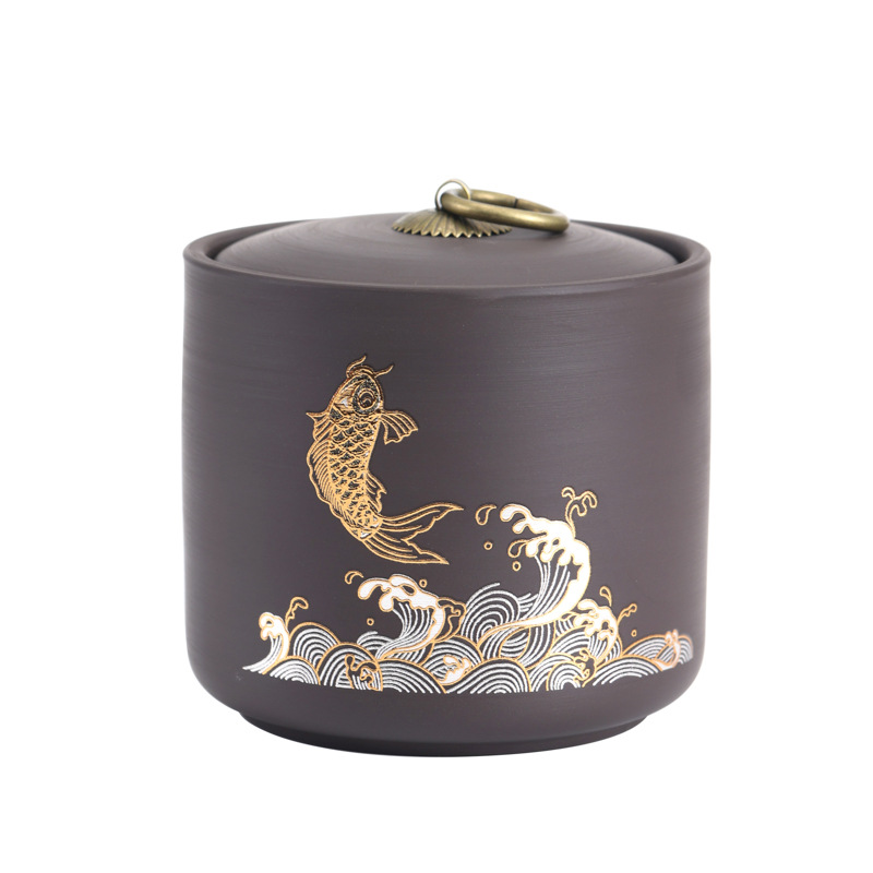 New Ceramic Purple Sand Jar Tea Jar Tea Tea Sealed Jar Tea Jar Black Tea Pu'er Storage Jar Storage Jar Gift Box