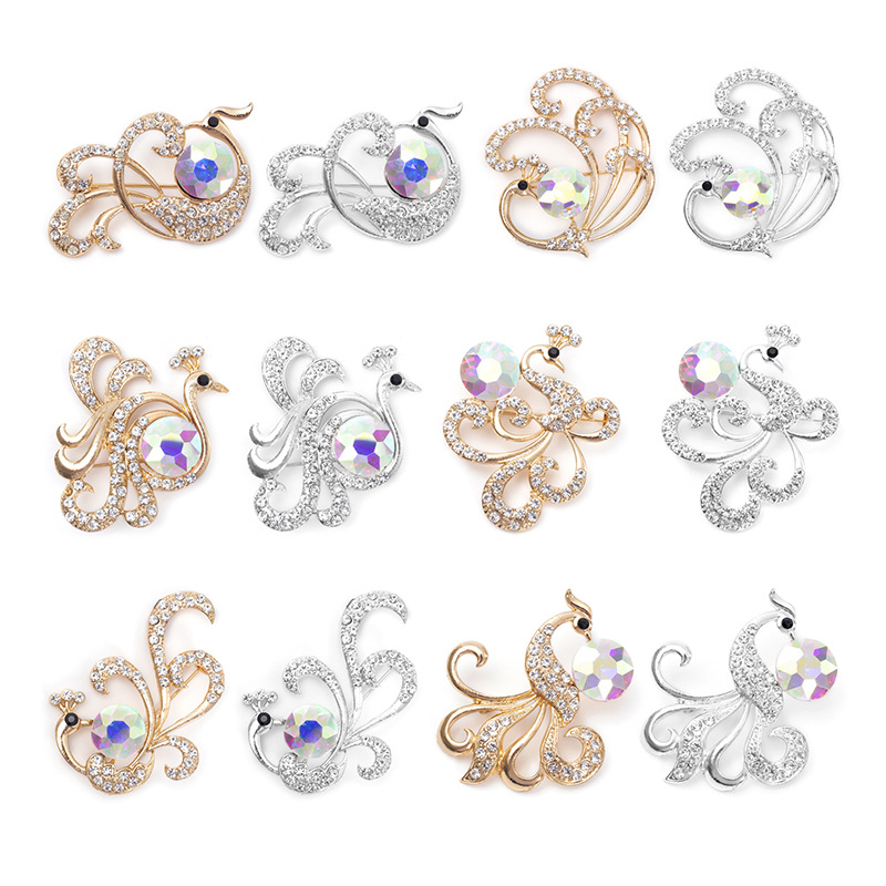 New European and American Fashion Peacock Brooch Women's Alloy High-end Animal Corsage Clothing High-end Accessories Brooch Jewelry