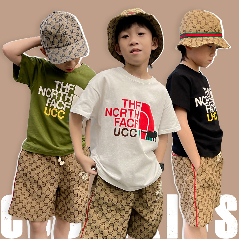 Men's children's pure cotton short-sleeved T-shirt summer round neck new stylish children's summer half sleeve loose top INS fashion