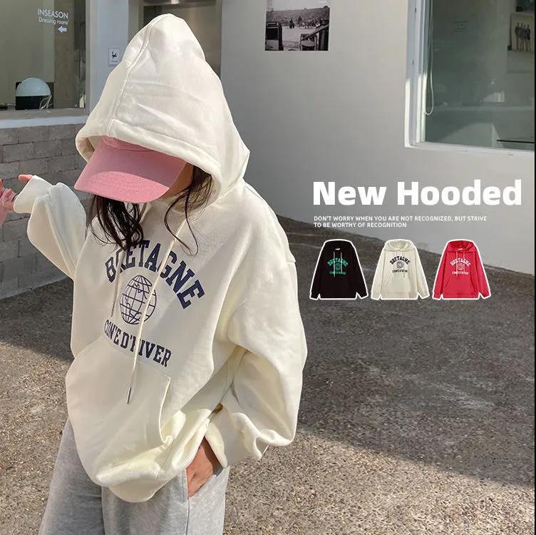 Women's Sweatshirt 2024 Spring Collection New Children's Spring and Autumn Korean Version Stylish Baby Casual Loose Hooded Top Children's Clothing