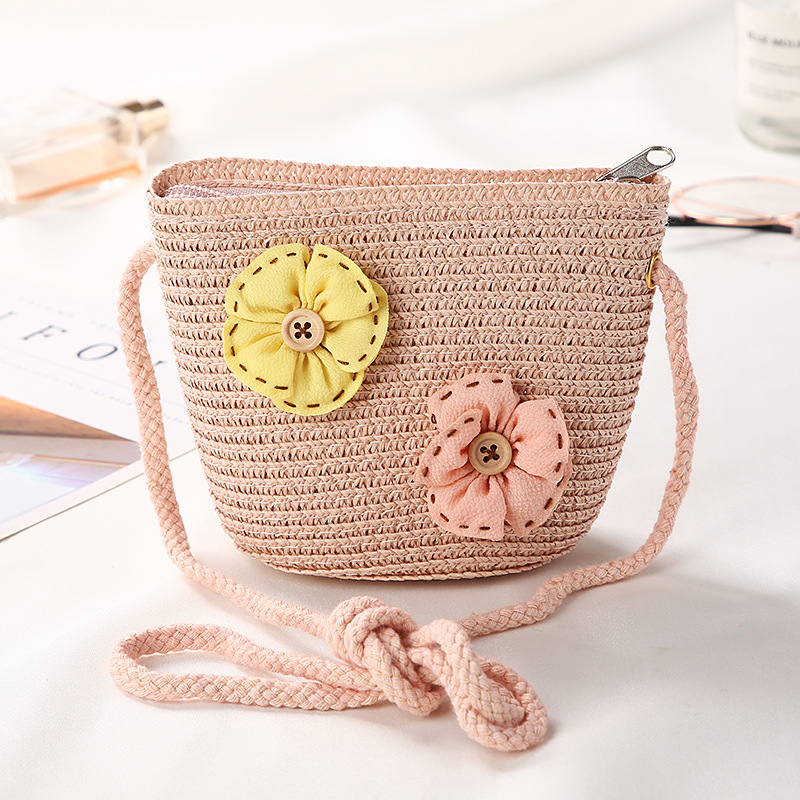 Children's Bag Cute Fashion Textile Bucket Bag Mini Straw Bag Girls' Baby's Lightweight Shoulder Crossbody Bag
