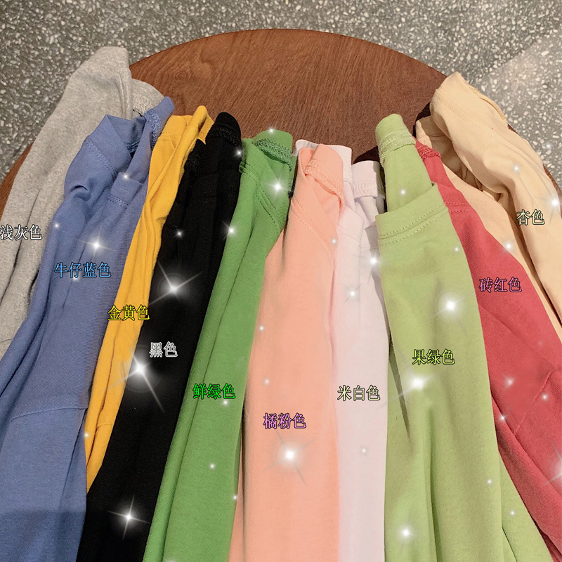 [10 color long sleeve T-shirt] 2024 cross-border spring and autumn Korea new loose solid color long sleeve large size T-shirt women wholesale