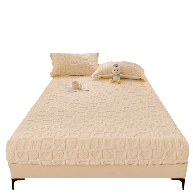 New Milk velvet fitted sheet one-piece Tower velvet bedspread mattress protective cover winter fleece-lined bed sheet fitted sheet three-piece set