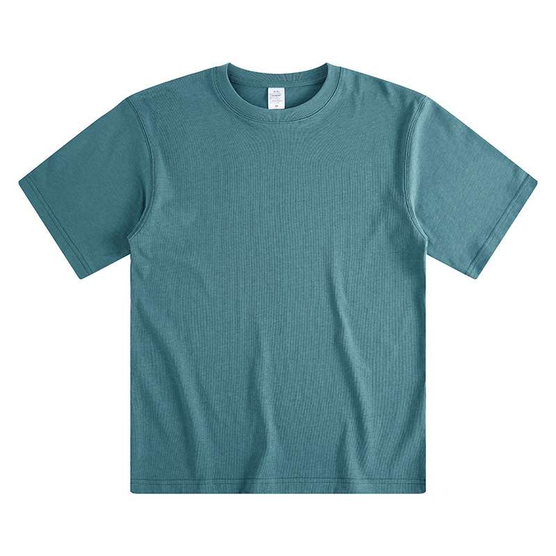 300g Double Yarn Pure Cotton Solid Color Blank Short Sleeve T-Shirt Shoulder Loose T-Shirt Men's oversize E-Commerce Agency