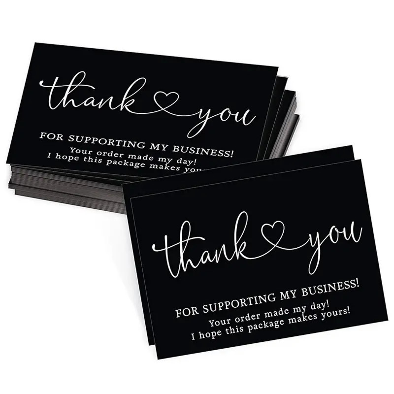 Cross-border wholesale Black thank you card coated paper card thank you gift card packaging English card