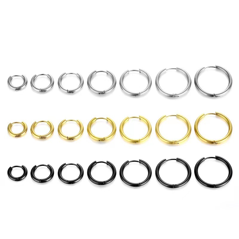 2.5 thick titanium steel round line ring ear buckle new cross-border European and American trend men's and women's personality earrings ear ring GD