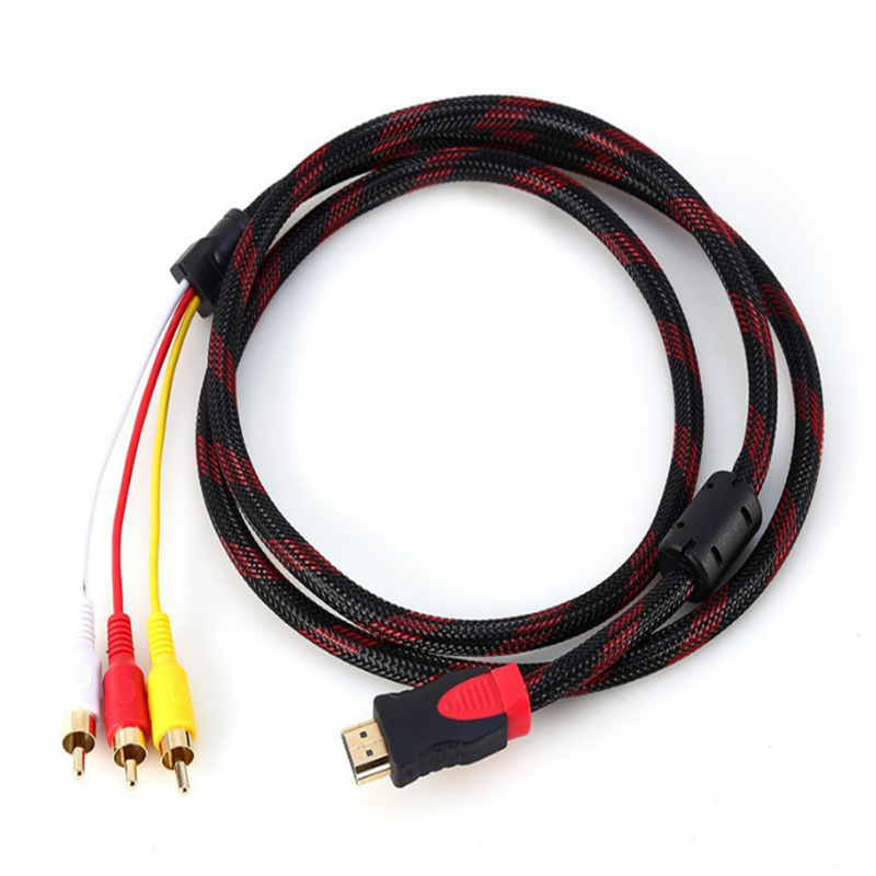 Gold-plated HDMI TO 3RCA red, white and yellow color difference cable with network HDMI TO AV TV set-top box Cable