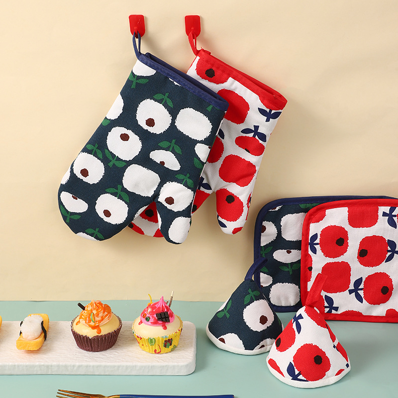 Heat Insulation Gloves Anti-scalding Gloves Kitchen Heat Insulation Oven Gloves Baking High Temperature Resistant Thickened Household Microwave Oven Gloves