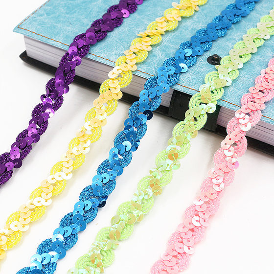 Environmental protection wave sequin strip bead belt clothing accessories DIY1.5CM performance clothing sequin lace belt