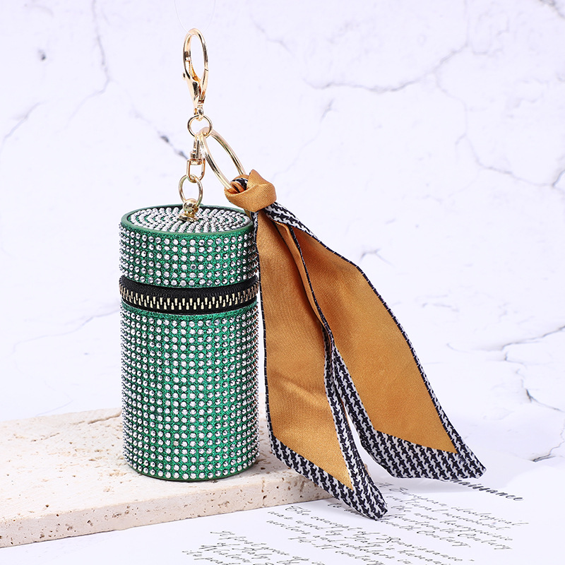 Mouth red envelope new cross-border A- diamond live fashion bucket bag ear line coin purse silk scarf key chain storage mini