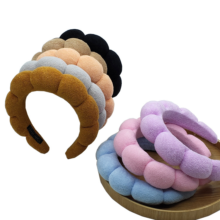 Cross-border Amazon towel cloth sponge twist hair band high Skull top colorful cloud headband female headdress European and American headband