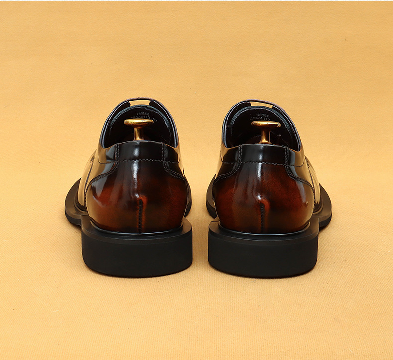 [Prévente non disponible] chaussures en cuir décontractées pour hommes, jambes larges, britanniques, brillantes, grosse tête, première couche de cuir de vachette, chaussures pour jeunes_voghion.com