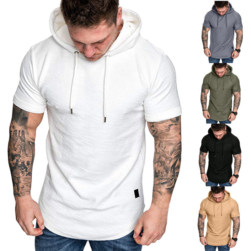 Cross-border 2024 New T-shirt Men's Short-sleeved T-shirt Foreign Trade European Size Casual T-shirt Sports Hoodie Men's Hoodie