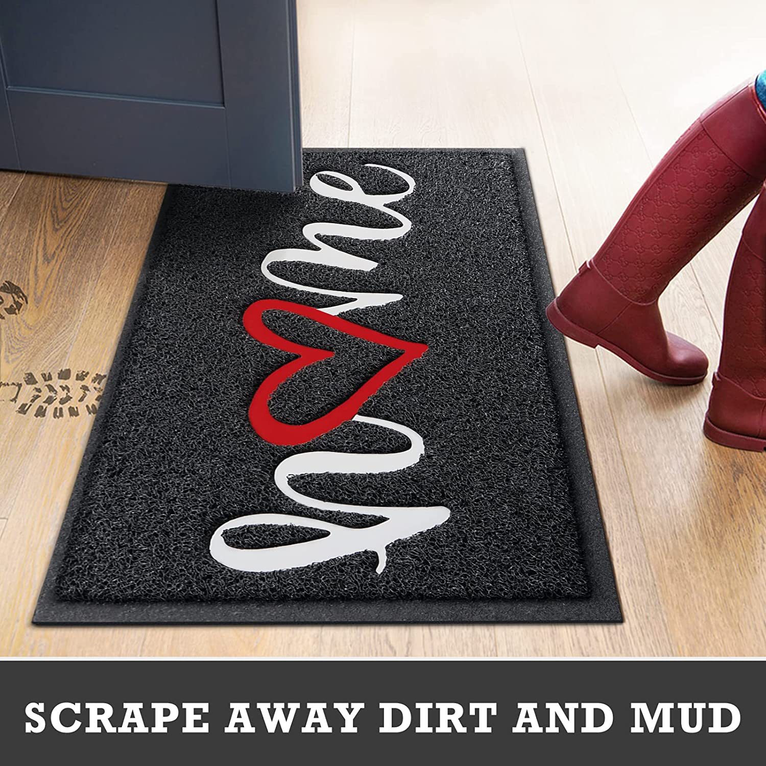 Cross-border manufacturers creative entrance door PVC floor mat love home door mud mat non-slip silk ring carpet