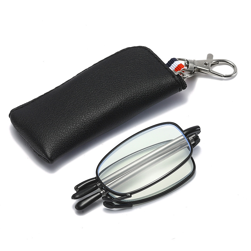 Zinc Alloy antenna telescopic belt with zipper bag anti-blue light folding one-piece delivery running Jianghu presbyopic glasses
