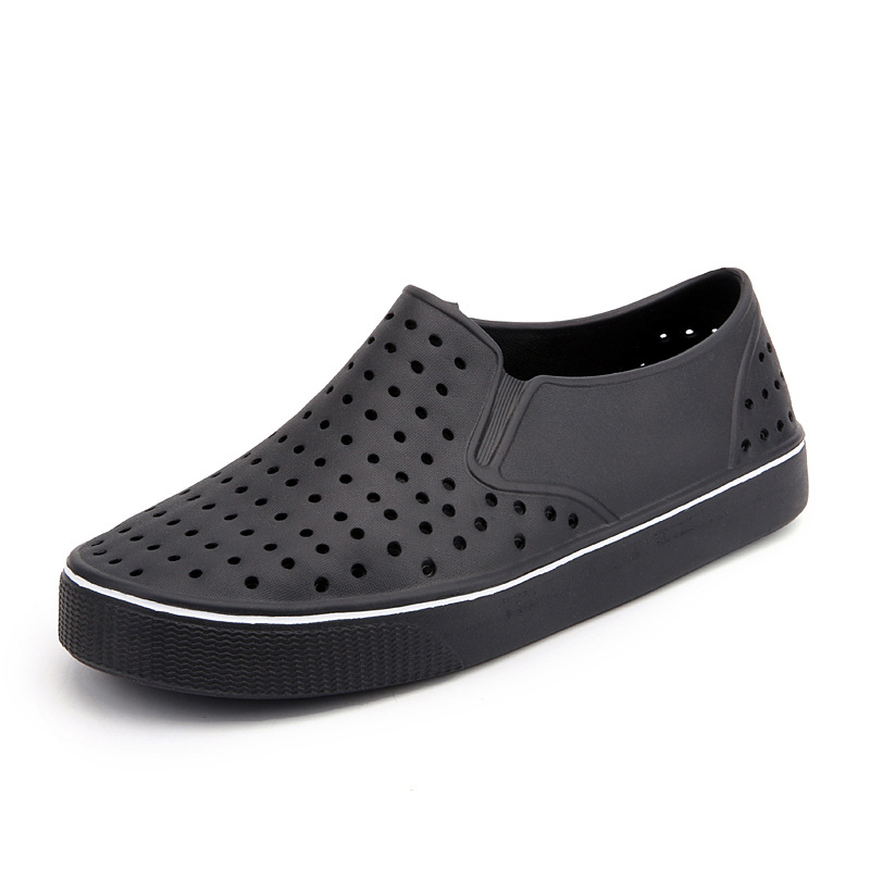 Men's hole shoes outdoor wear new waterproof non-slip platform sandals closed toe couple beach shoes lazy slip-on men