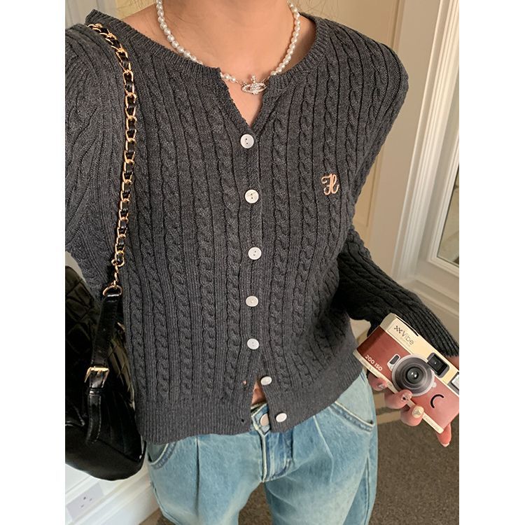 2023 new twist texture sweater coat for women Spring and Autumn lazy fashion letter embroidery one-piece delivery wholesale