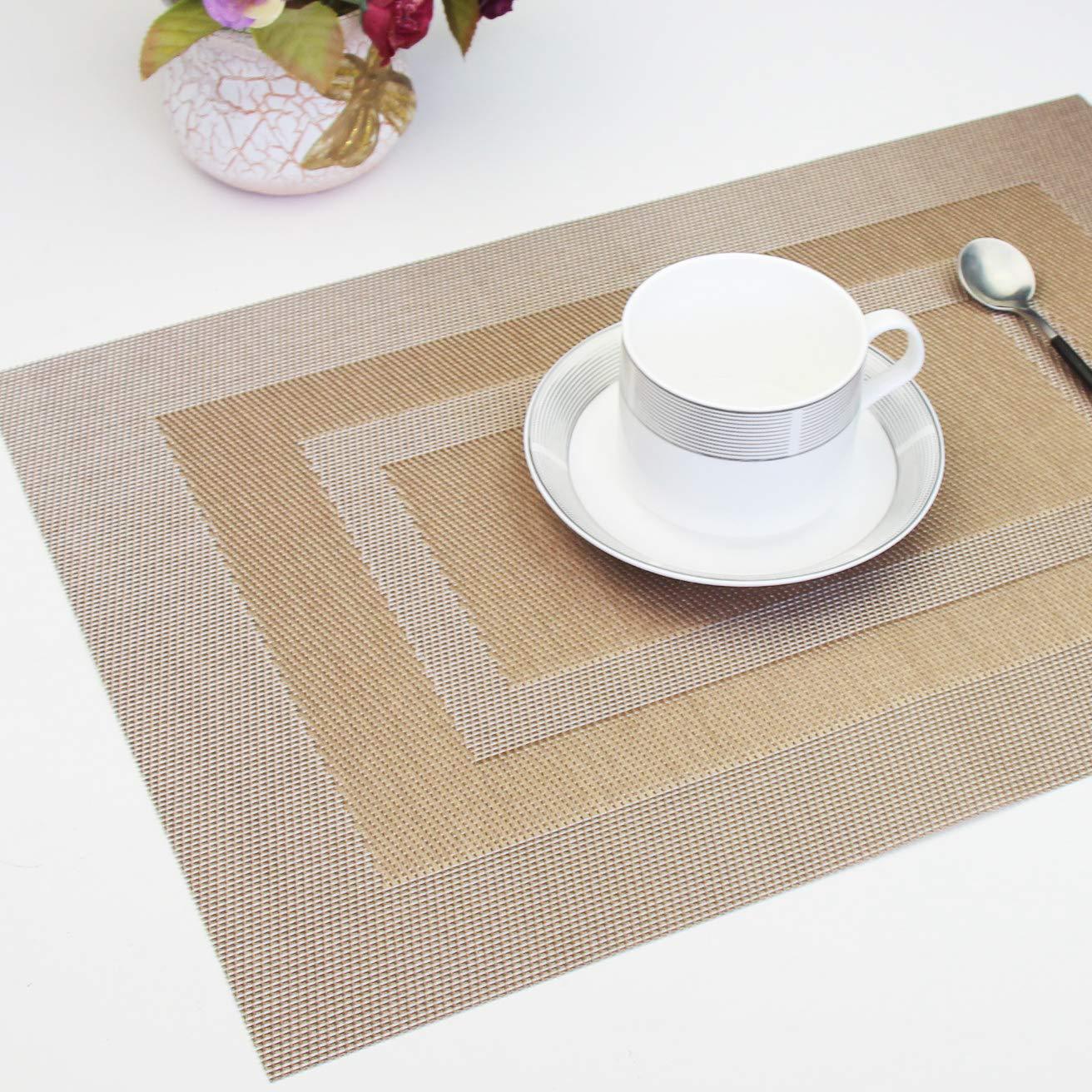 Amazon placemat Teslin pvc double frame placemat coasters waterproof and oil-proof easy to clean bowl mat restaurant wholesale
