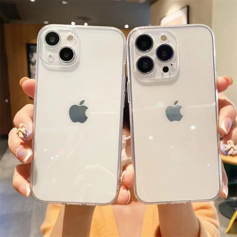 簡約精孔透明適用iPhone15Promax蘋果14硅膠12防摔全包11保護殼13