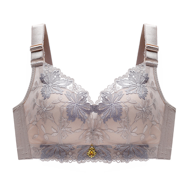 Warm-change Palace Embroidered Lace Bra Rimless Small Chest Push-up Sexy Underwear Women's Adjustable Bra