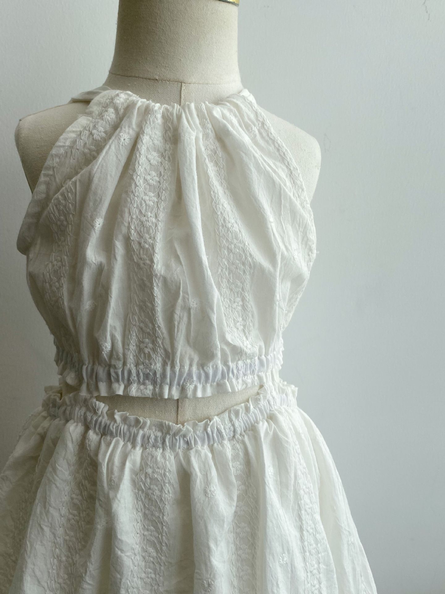 Girl's Mori white embroidered dress 2024 Summer Korean style children's dress halter strap fairy dress women