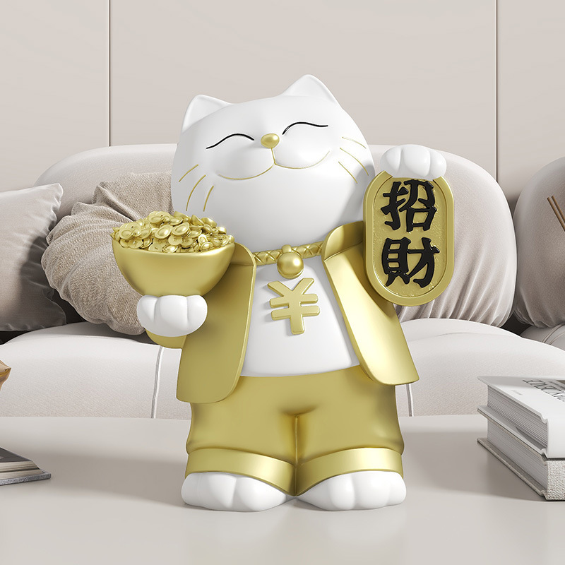 Original lucky cat desktop accent TV cabinet liquor cabinet entryway shop office reception desk decoration gift