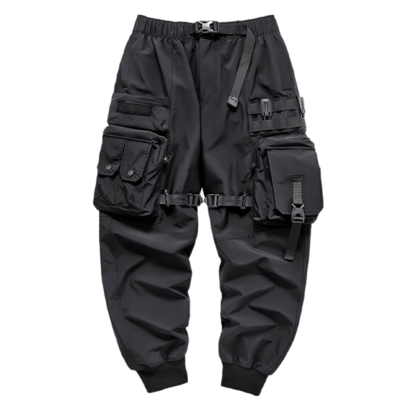 2022 Autumn New Men's Japanese Loose Multi-bag Workwear Trousers Youth Trendy Leg-tied Casual Sports Pants