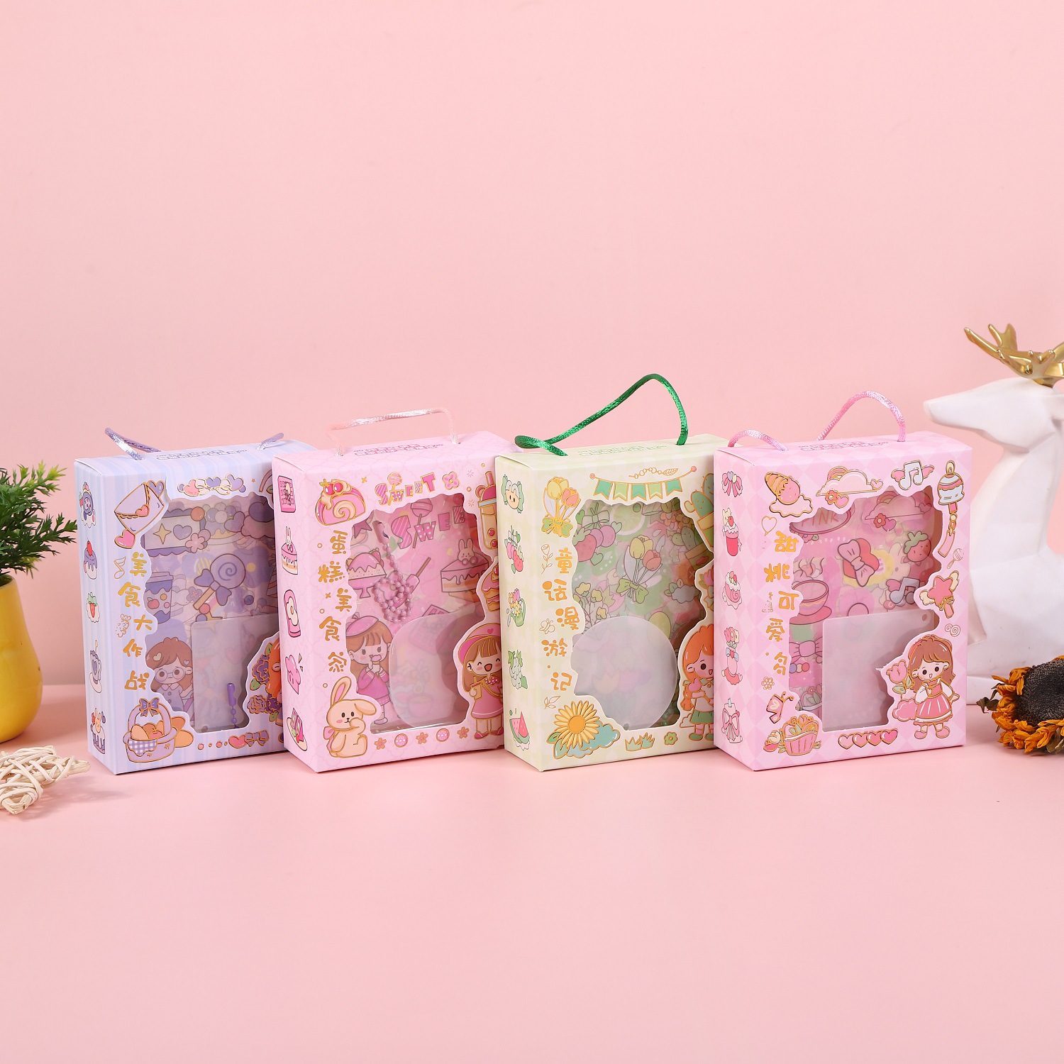 Portable Goo Card Set Goo Card Children's Hand Account Material Sticker Wholesale Stationery Cartoon Cute Goo Card Sticker Paper Gift Box