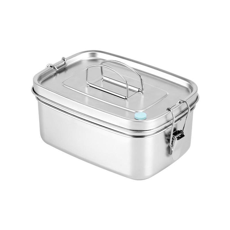 Lunch box 304 stainless steel sealed leak-proof fresh-keeping box rectangular 1.5L layered lunch box with portable lunch box