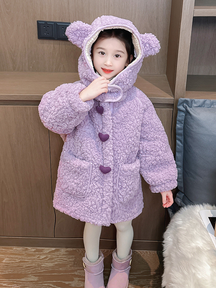 Women's Sheep Wool Coat  New Children's Top Stylish Wool Overcoat Thick Winter Wool Sweater