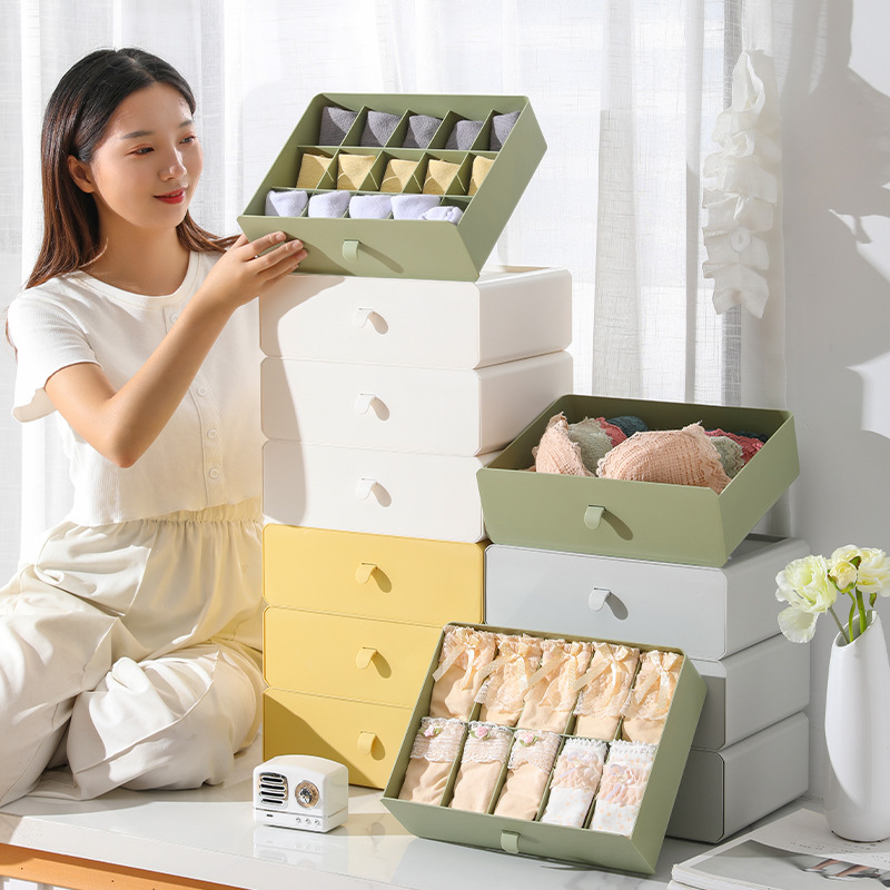 Maibaolong underwear storage box large desktop drawer storage box with compartment plastic underwear socks underwear box