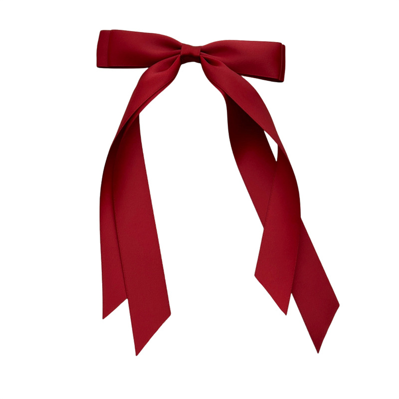 Ruban à nœud double couche pour femmes transfrontalières, pompon, queue de cheval, épingle à cheveux, long cordon de serrage, pince à bec de canard, coiffure en stock_voghion.com