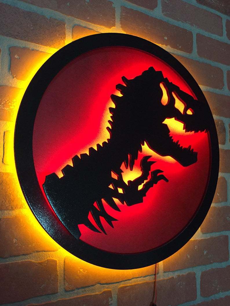 Cross-border Wholesale Jurassic Park LED Night Light Dinosaur Luminous Wall Lamp Home Decoration Bedside Lamp Effect Light Neon Light