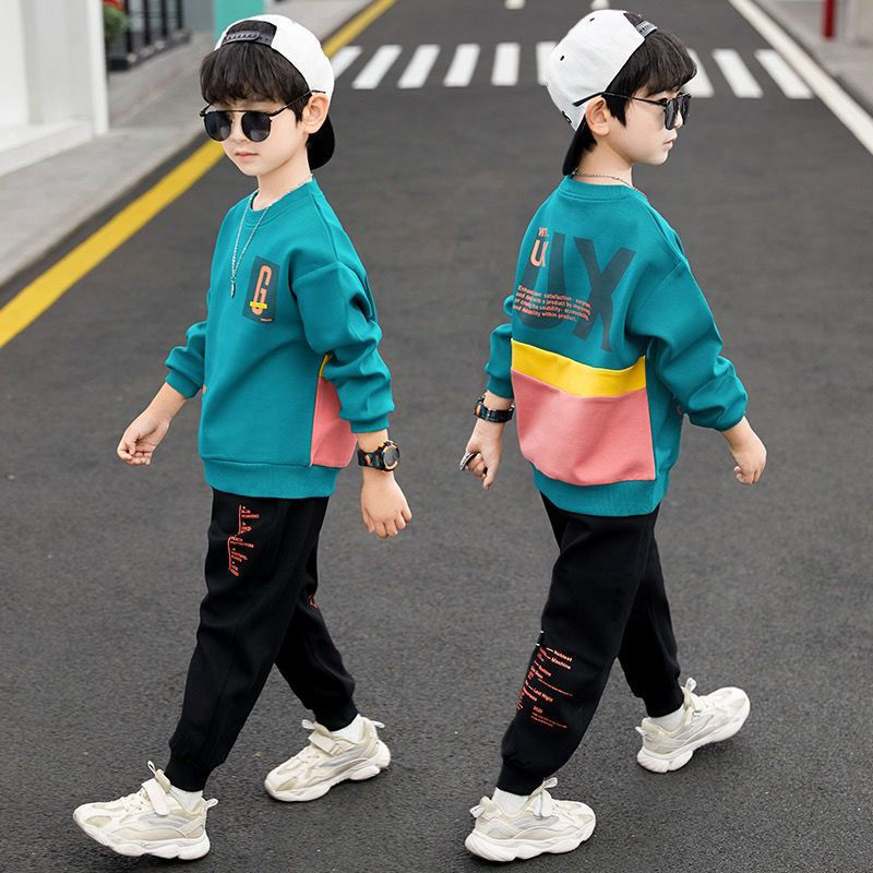 Boys' Autumn Sweater Suit Big Boy 2023 Spring and Autumn New Children's Western Style Sports Clothes Trendy Children