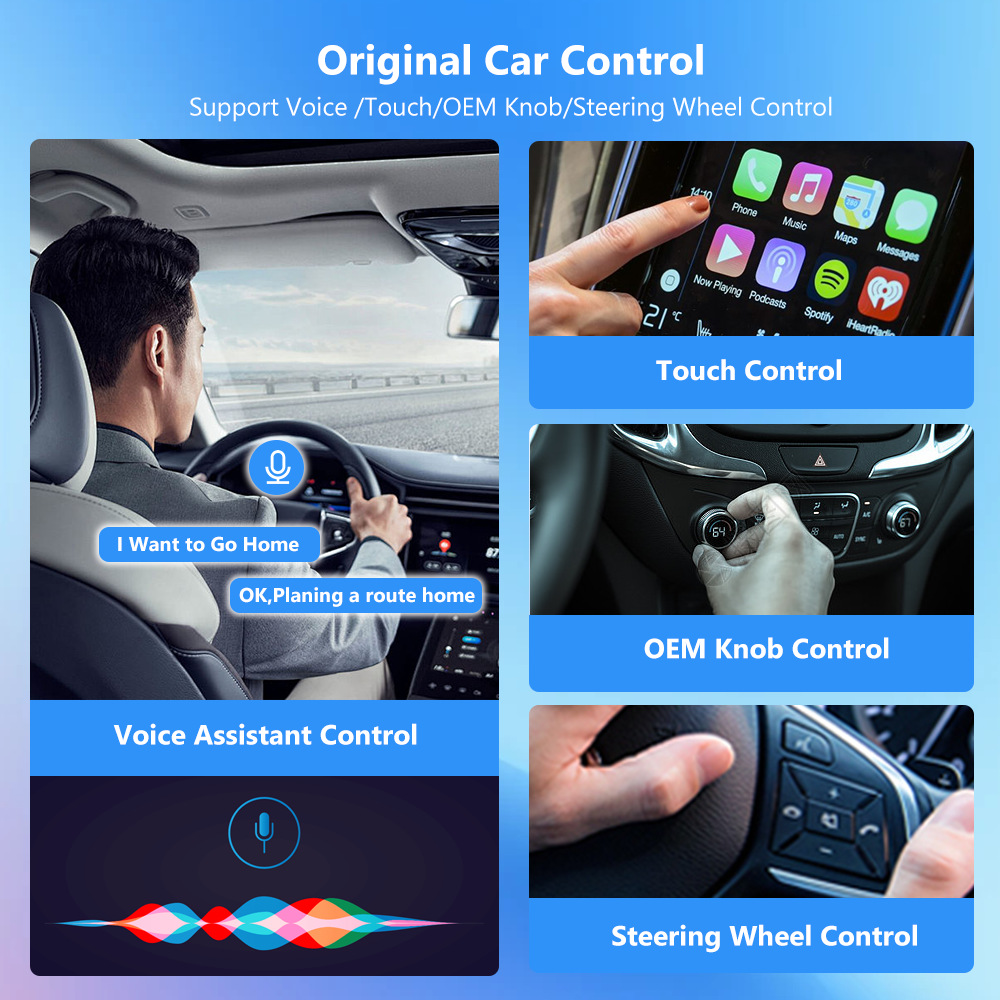 Original car wired to wireless Carplay 2-in -1 to wireless Android Auto for Apple Android phones