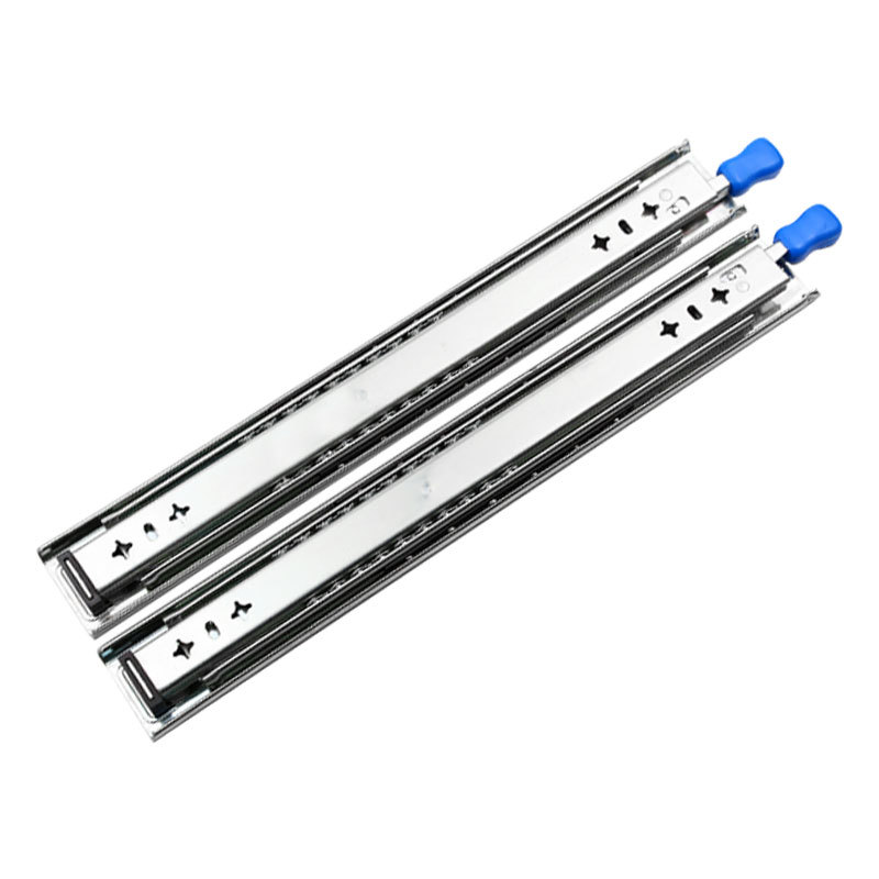 53 Heavy-duty slide rail with lock Thickened industrial slide rail with lock device Three-Section cabinet RV slide rail