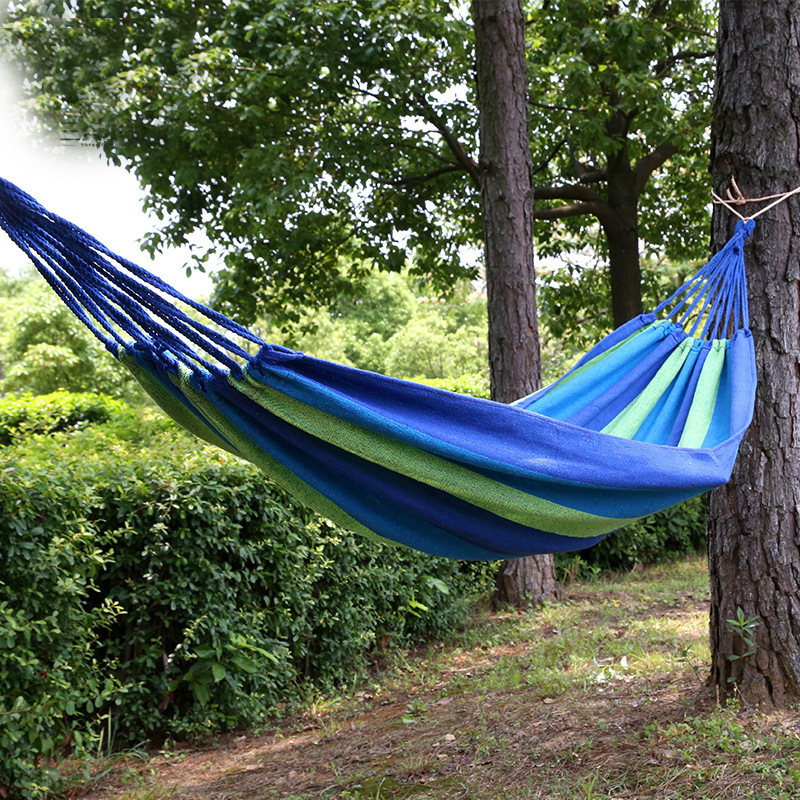 Outdoor thickened canvas dormitory single hammock camping leisure indoor children's rope bag holiday travel wholesale