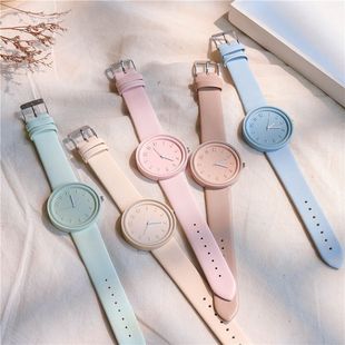 Macaron Nordic niche simple watch men's and women's elegant high-grade design retro ins Mori high-looking