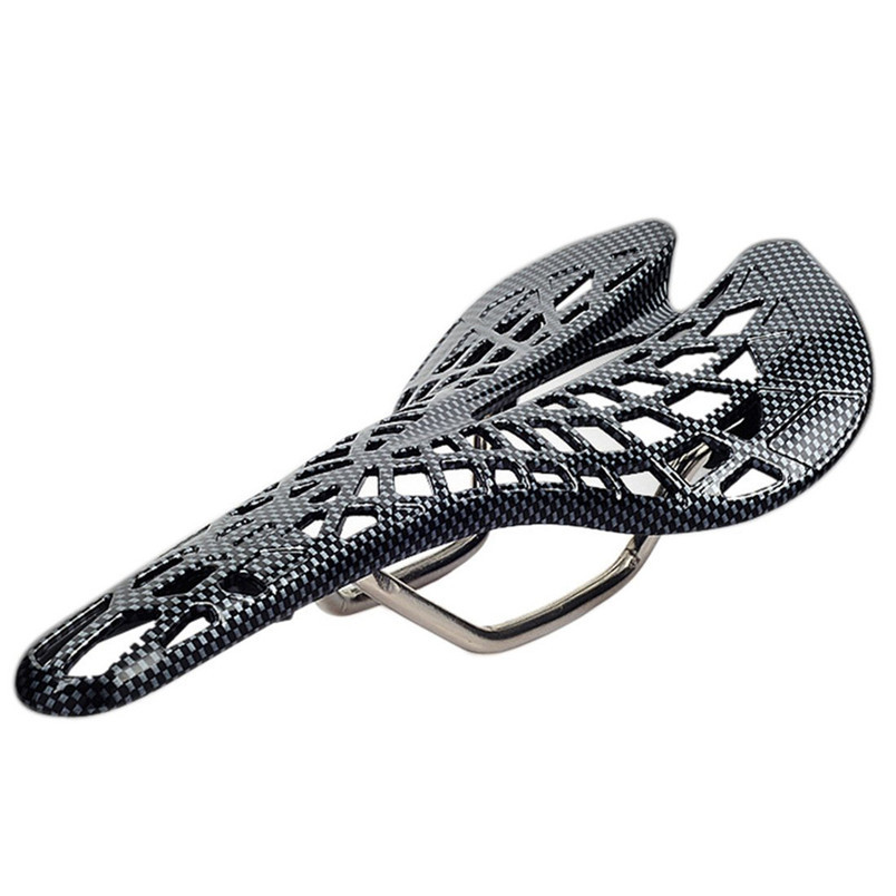 Mountain Bike Carbon Pattern Hollow Spider Saddle Bicycle Breathable Cushion Bicycle Saddle Riding Seat Accessories