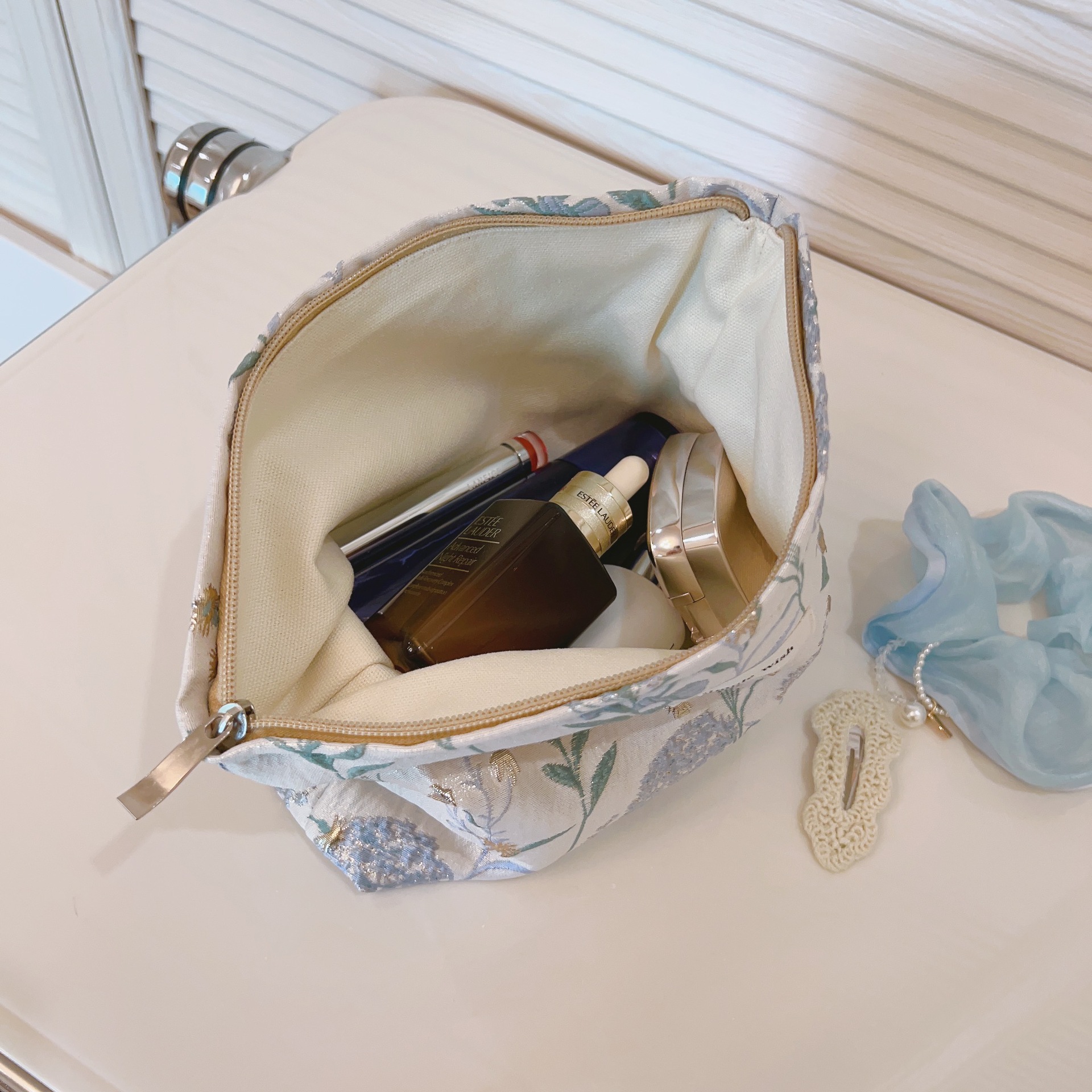 [Suxi cloth bag] three-color dandelion cosmetic bag ladies clutch bag travel home storage canvas bag simple and elegant